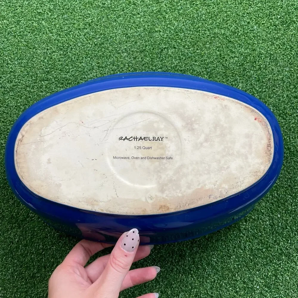 Vintage Rachael Ray Cobalt Blue Oval Casserole Dish 1.25 Quarts